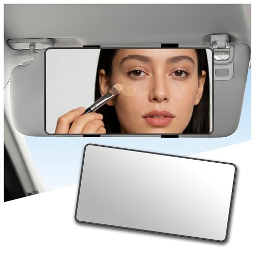 HD Large Car Mirror Vanity with Straps,Multifunctional CCar Makeup Mirror Black