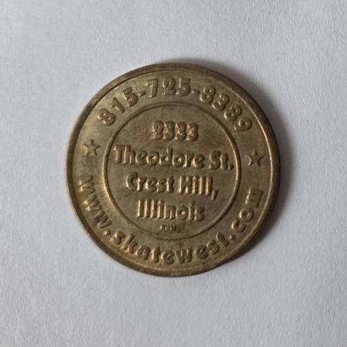 Skate West Crest Hill, IL Arcade Game Token 24mm