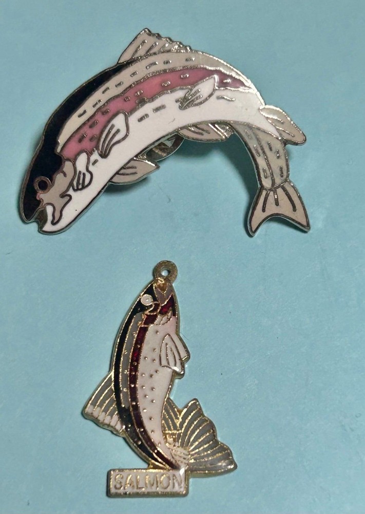 Fisherman’s hat Pin & Salmon charm