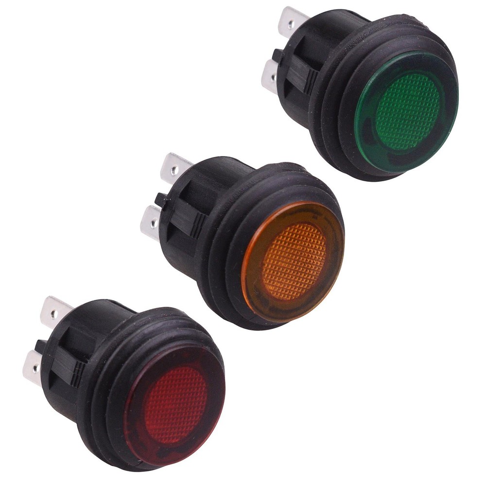 3 Pack Red Green Amber On-Off 12V illuminated Push Button Switch 20A