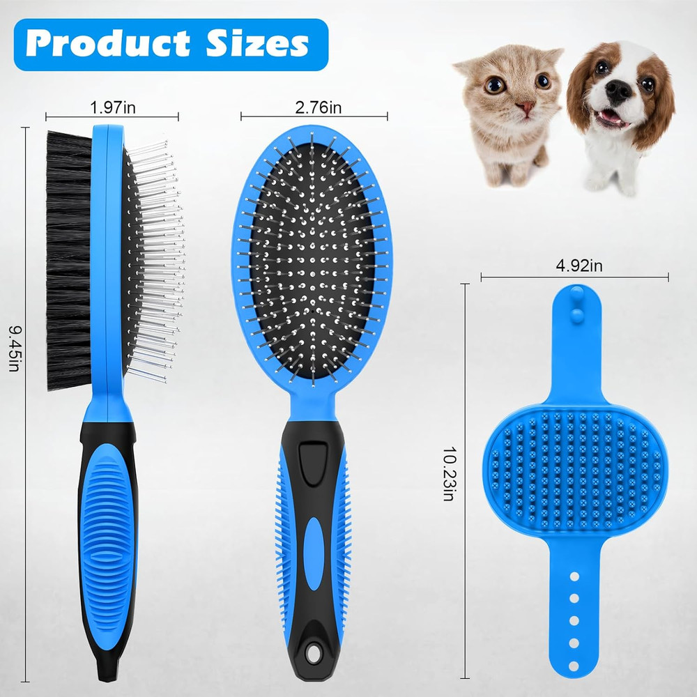 2PCS Pet Grooming Tools - Double-Sided Brush for Shedding and Bathing, Suitable
