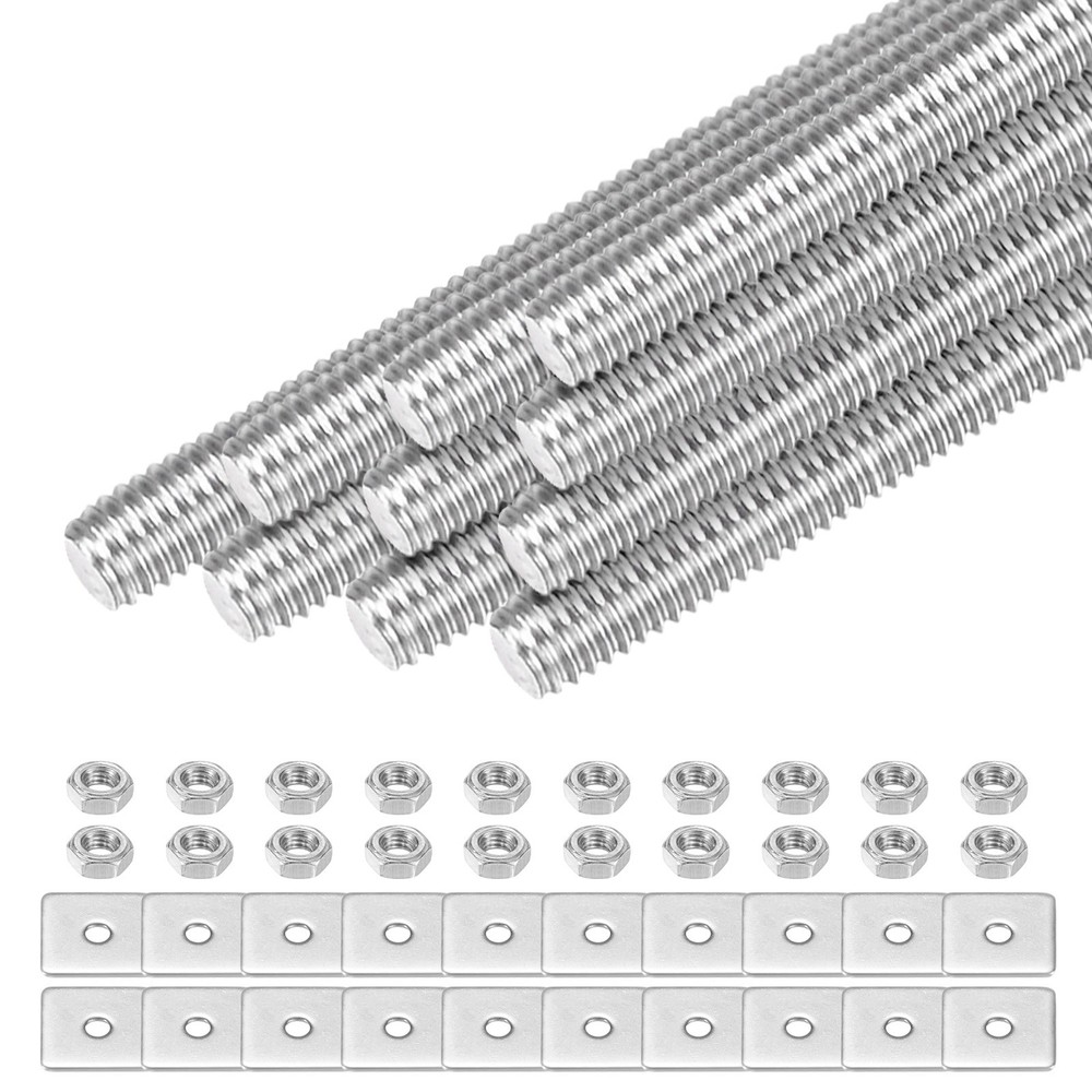 10-Set Fully Threaded Rod, M3x50mm Right Hand Thread Bar Studs with Nuts