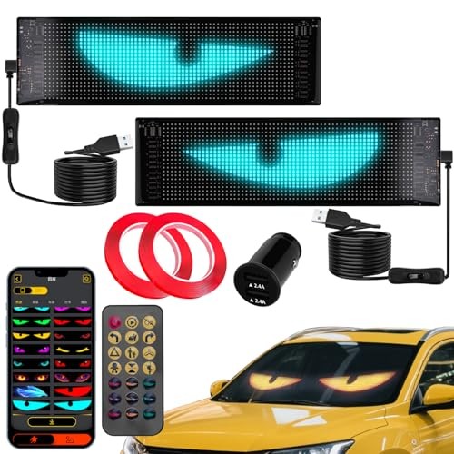 2-Pack Devil Eyes LED Display for Car Windshield, 14"×4.3" Programmable LED