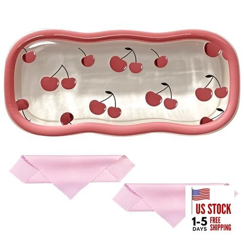 Glasses Case Hard Shell, Clear Eyeglass Case, Cute Holder for Sunglasses Cherry