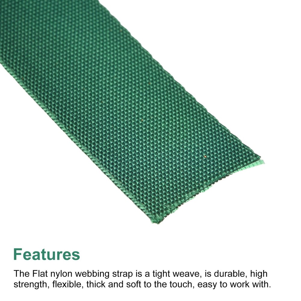 Flat Nylon Webbing Strap 1 Inch 4 Yards Green for Backpack, Luggage-rack