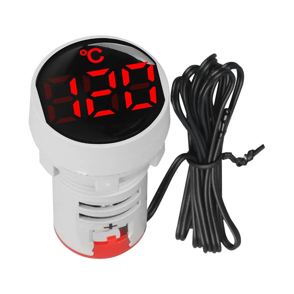 Digital Temperature Meter 22mm Mini Round Thermometer Input Voltage Dc 5v 12v