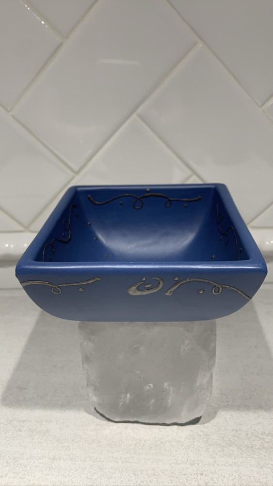 Emilia Castillo Blue Ceramic Dish with Silver inlay design.