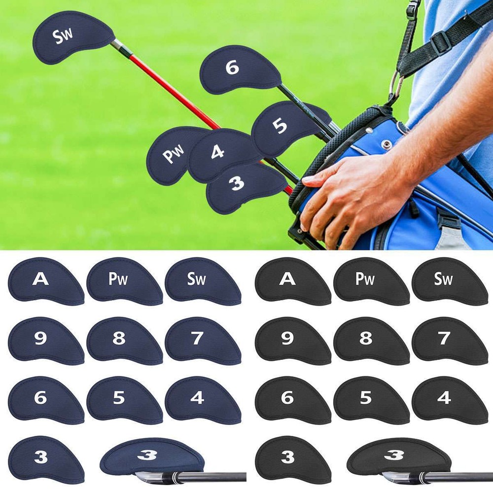 10Pcs Golf Club Iron Head Covers Golf Head Protector Set Neoprene Golf Accessory