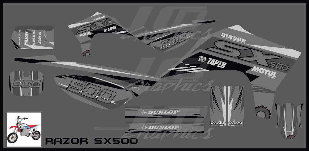 Razor SX500 graphics kit decals THICK AND HIGH GLOSS