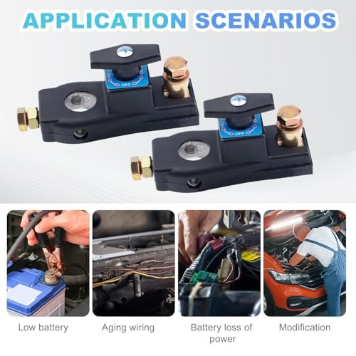 2pcs Battery Disconnect Switch, Kill Switches Master with 4 Spacers for Car