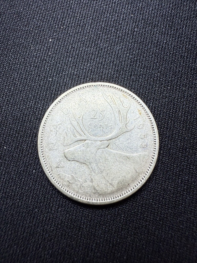1953 Canada 25 Cents Coin Silver Toned Example
