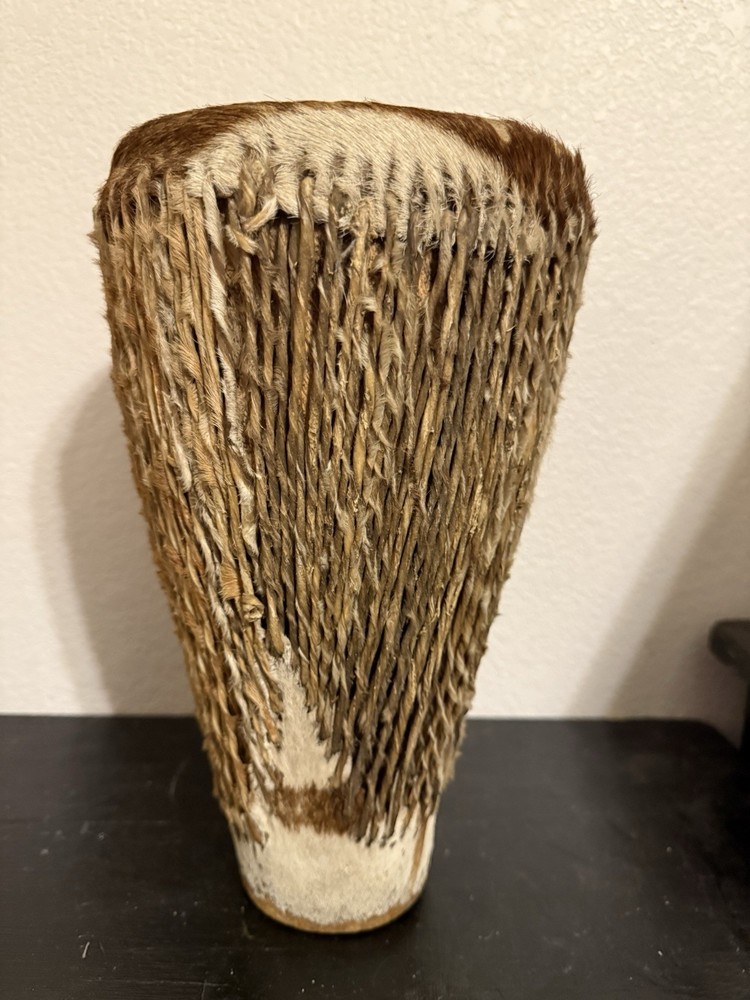 African Bongo Drum Zebra Fur 12” Djembe