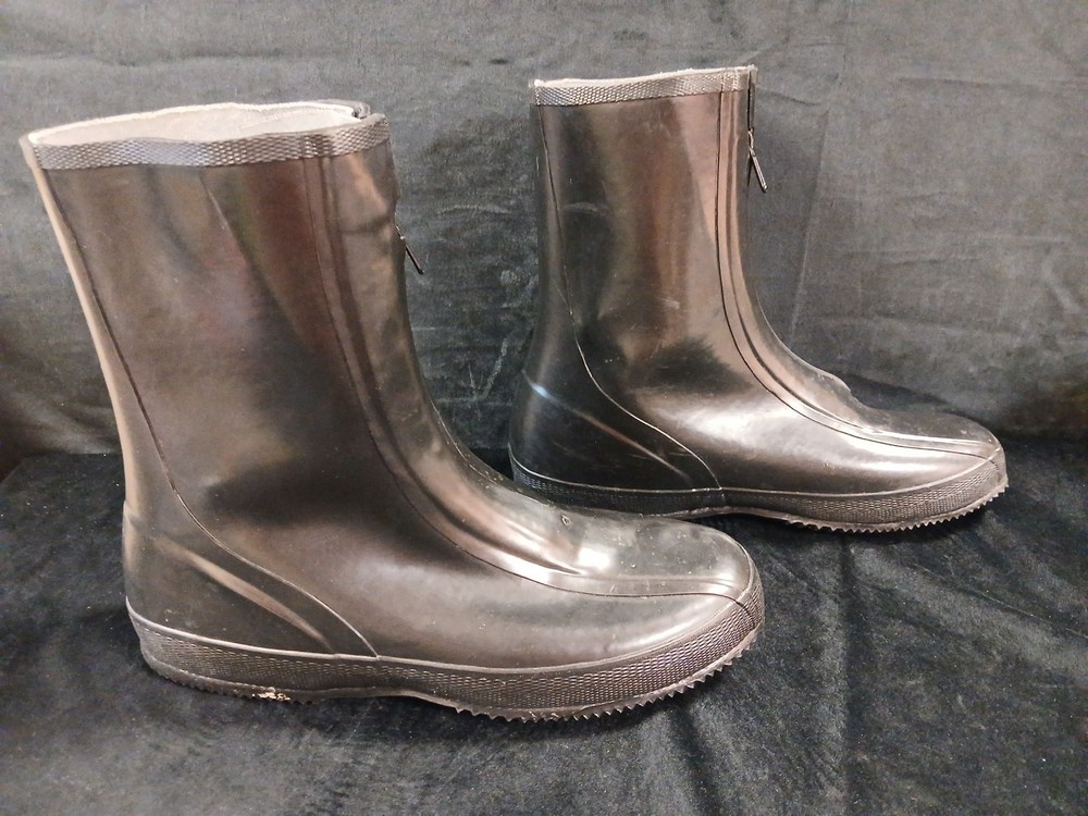 Explorers Rain Boots Men's Size 12 Rubber Waterproof Lined-100% -Zip Up