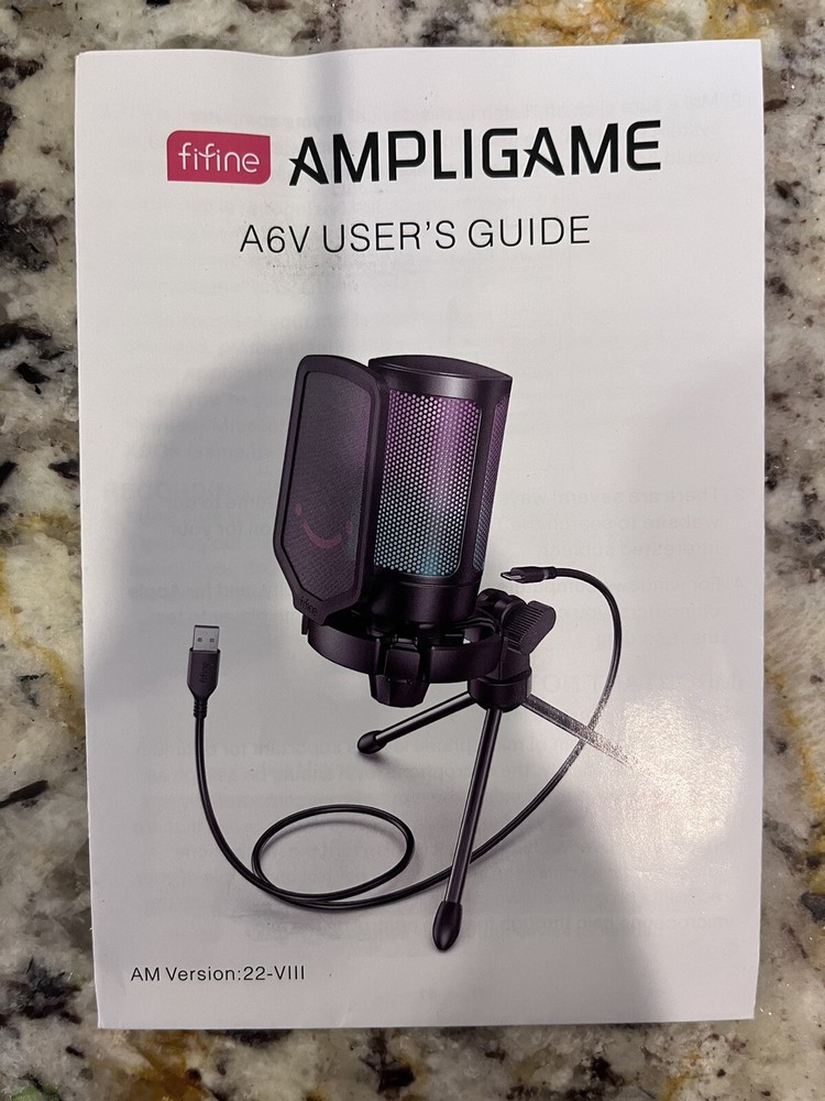 Fifine Ampligame A6V USB Gaming Microphone- Streaming, Plug and Play, Pop Filter