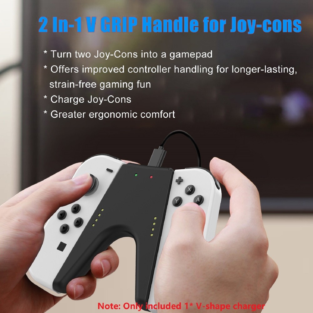 For Nintendo Switch JoyCon Bridge V shaped Handle Holder Charging Grip Dock ABS