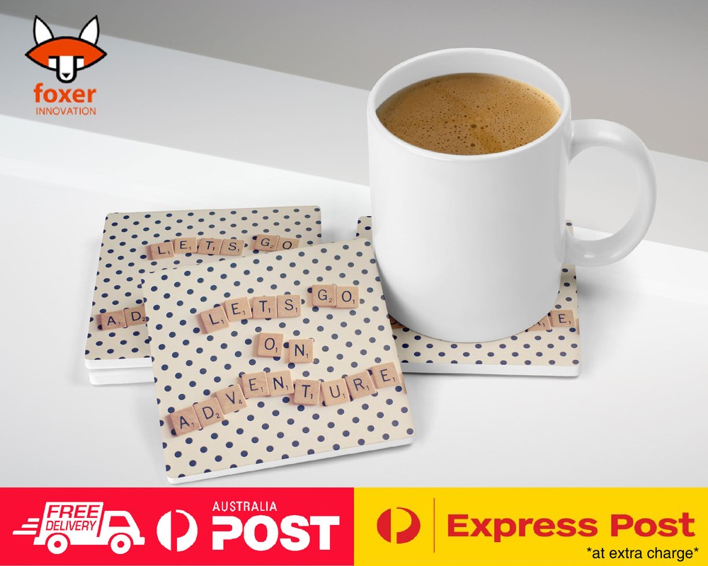 COASTER COFFEE DRINKING MAT|CUTE POLKA DOTS PATTERN QUOTE