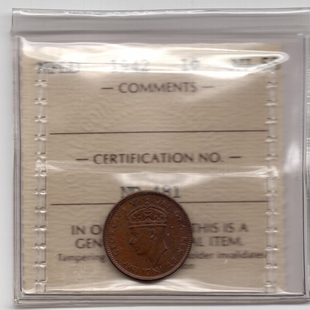 1942 C Newfoundland One Cent - ICCS AU-55