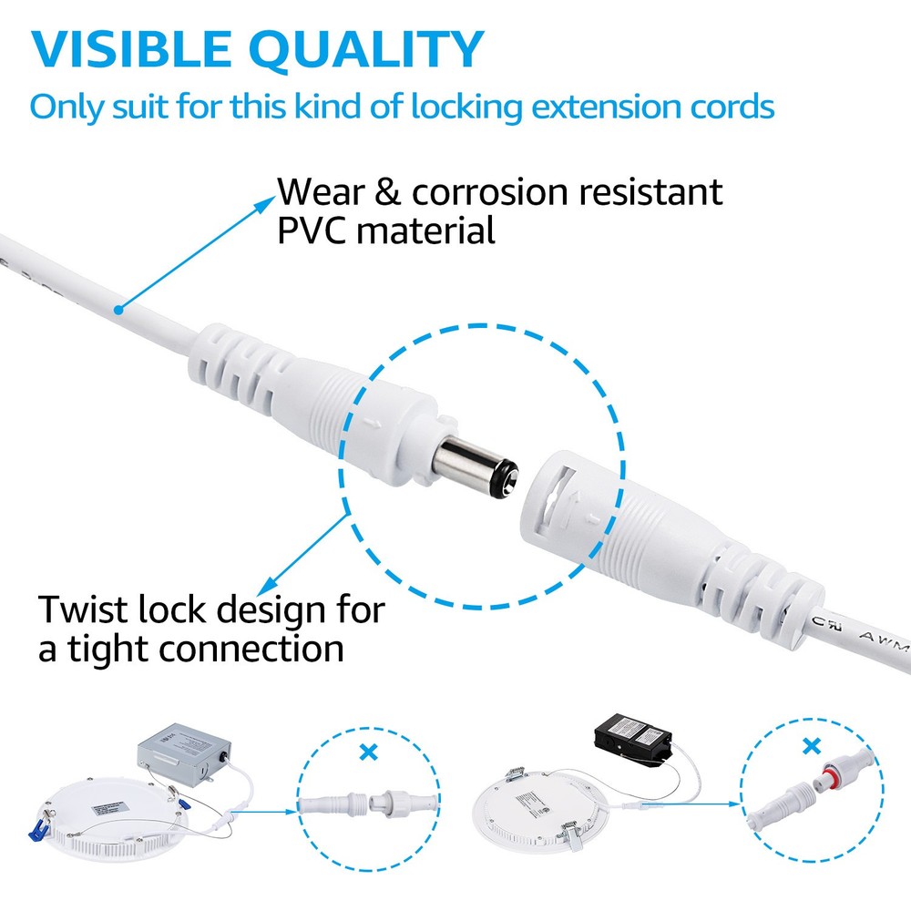 6 Pack 4ft Extension Cable, for LED Recessed Lighting with Junction Box