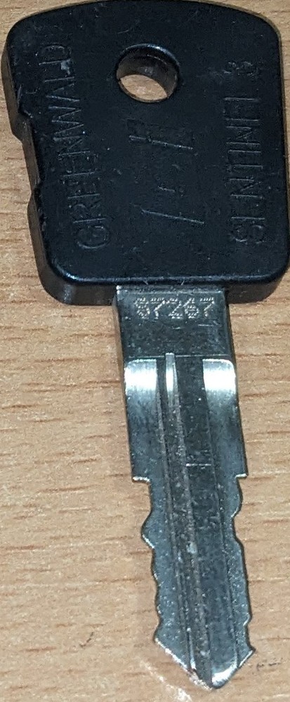 GREENWALD SENTINEL 3 KEY PART #GW91-2000-19 CODED S7267