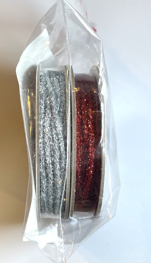 Stampin' Up Mini Tinsel Trim combo Pack Silver and Red nip