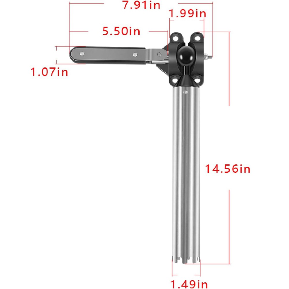 T10-355 All-Angle Adjustable Fish Rod Holder Mount For Magma Rectangular Grills