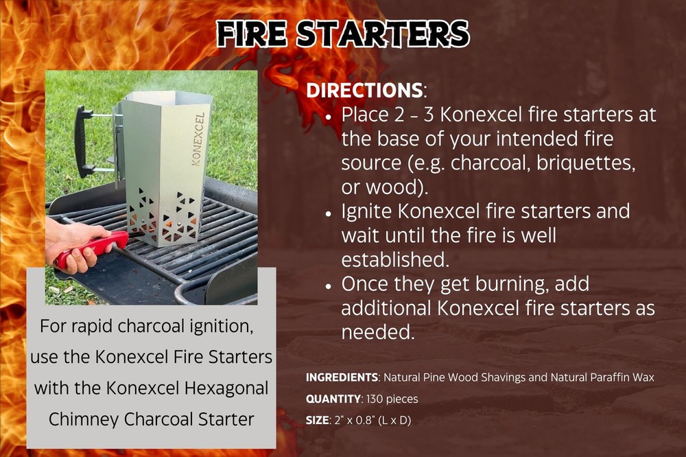 130 pcs Large Fire Starters, Natural Fire Starter for Campfires, Firestarters...