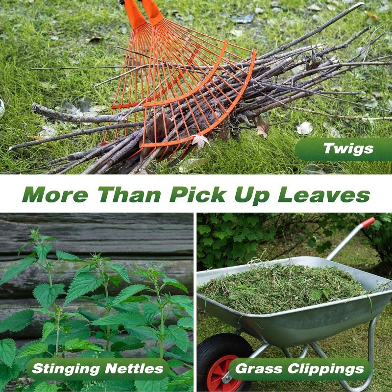 Walensee Leaf Rake Heavy Duty Steel Handle Leaf Grabber Scooper