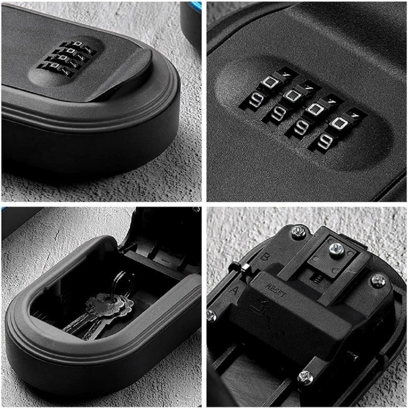Key Box Password Lock Door Key Storage Password Box Plastic Black