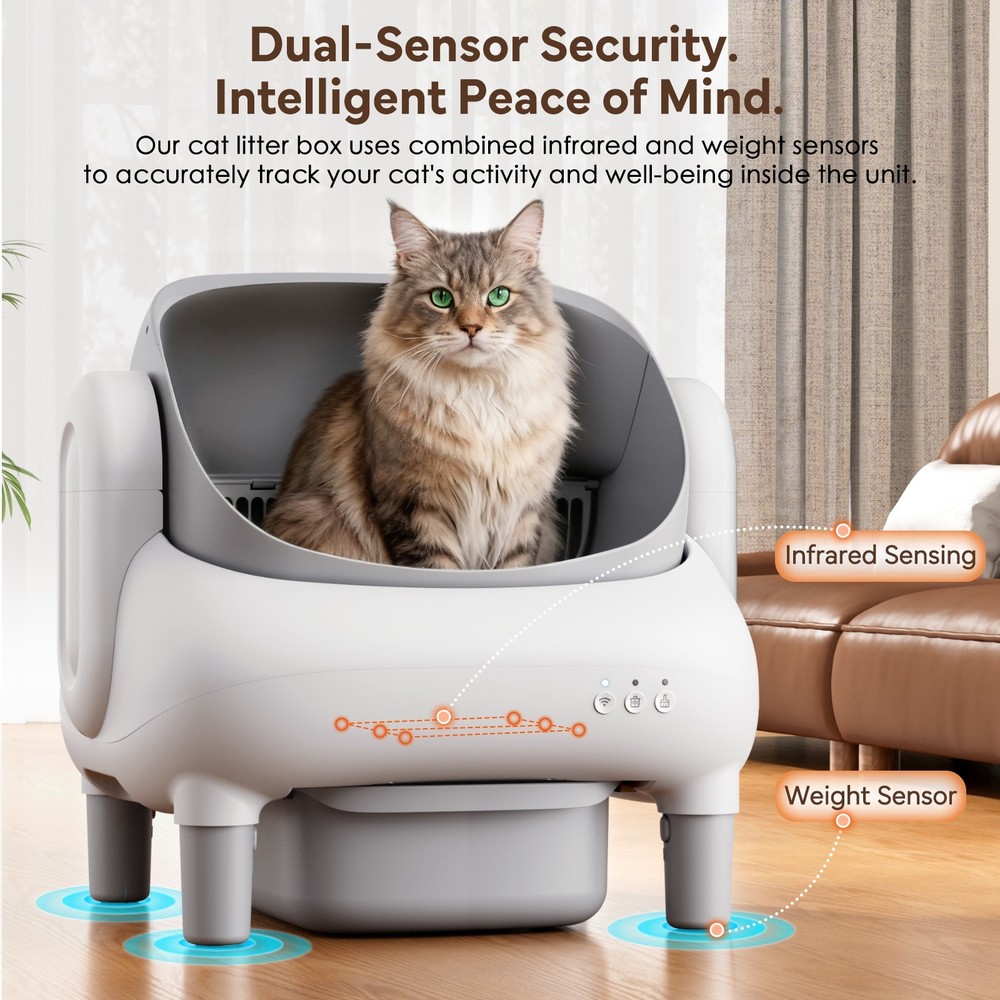 Used Automatic Self-Cleaning Cat Litter Box, APP Control, Open Top, Odor Lock