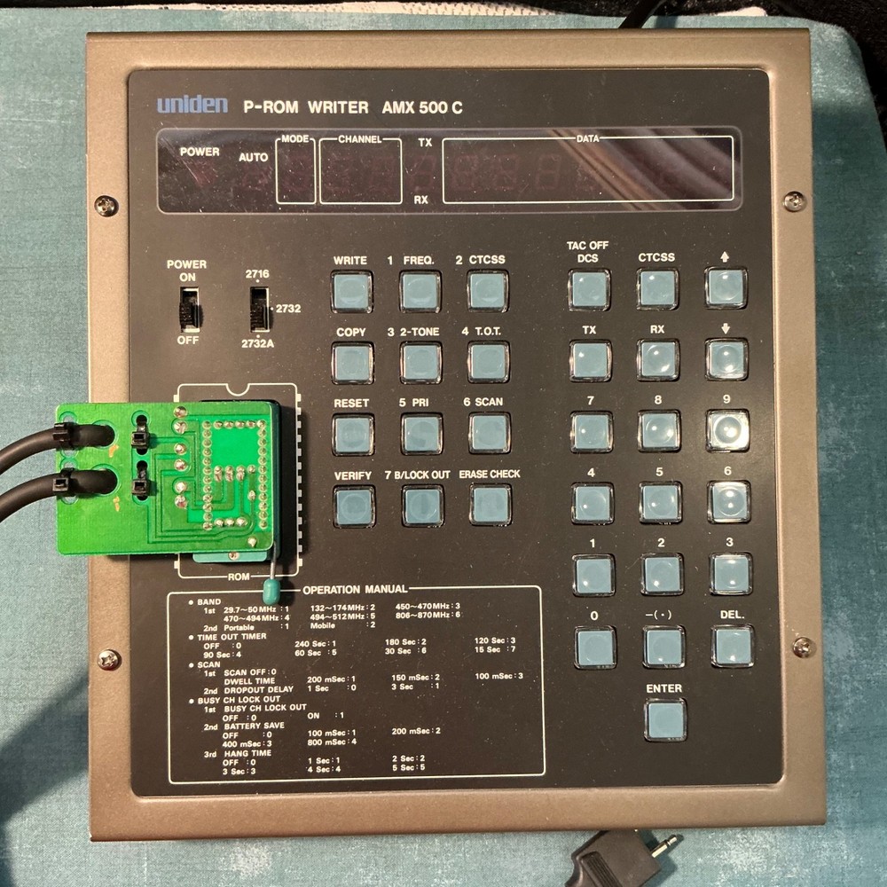 Vintage Uniden P-Rom Writer AMX 500C - w/programming cable, Instructions & box