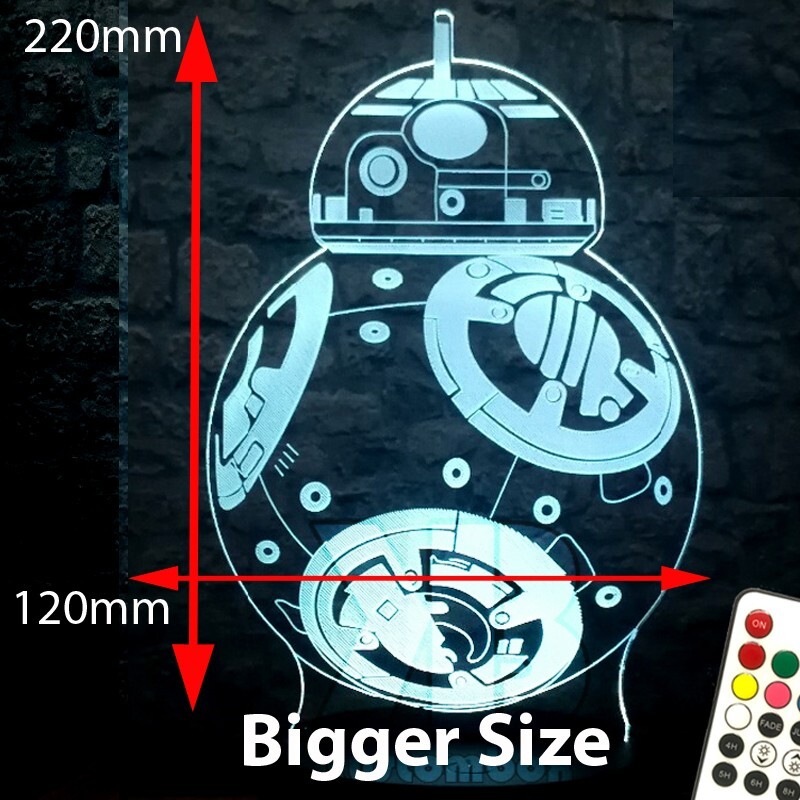 BB-8 DRIOD STAR WARS 3D LED BATTERY USB NIGHT LIGHT WITH 7 COLOUR REMOTE
