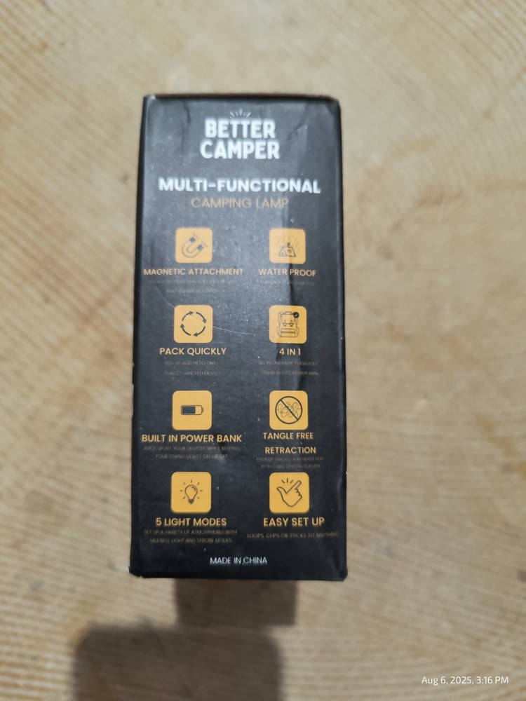 Camping Lamp Multi Function 4N1 Rechargeable Retractable String Lights 5 Modes