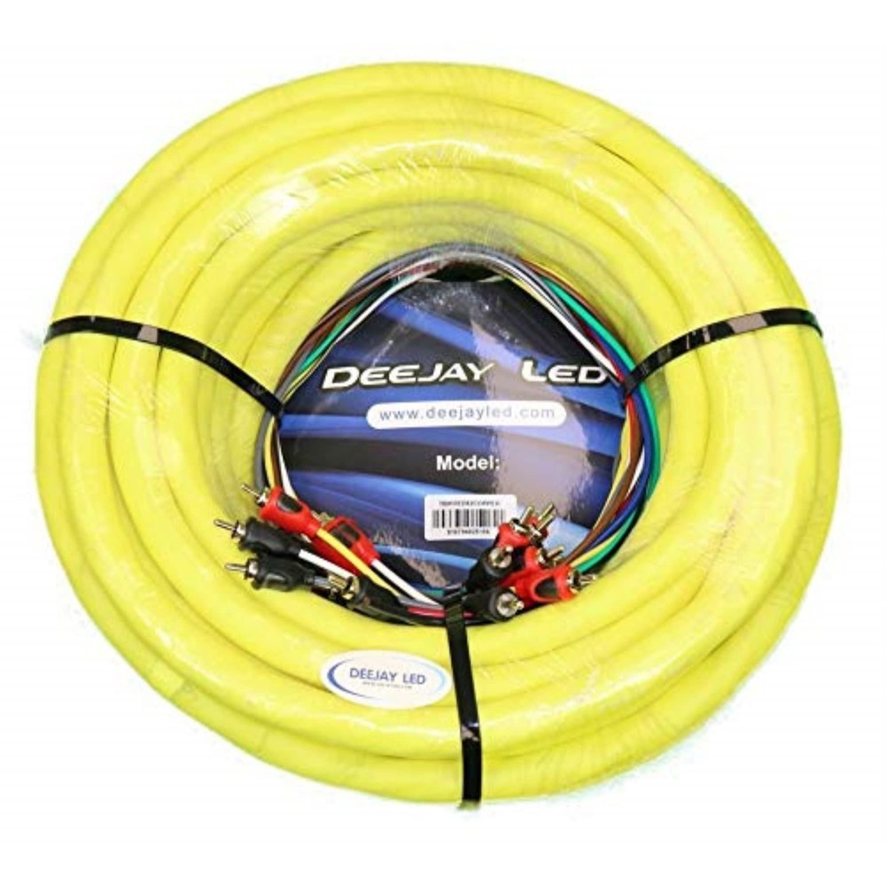 DEEJAY LED Yellow C 52FT 10 RCA 3 Power DEEJAYLED