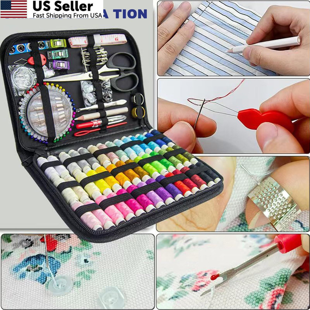 JUNING Sewing Kit with Black Case Portable XL-42 Threads-Black,