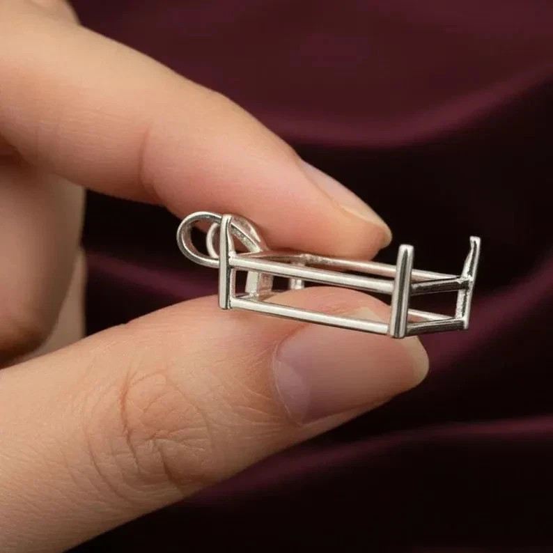 925 Sterling Silver Emerald Cut Mount Rectangular 4-Prong Setting Pendant
