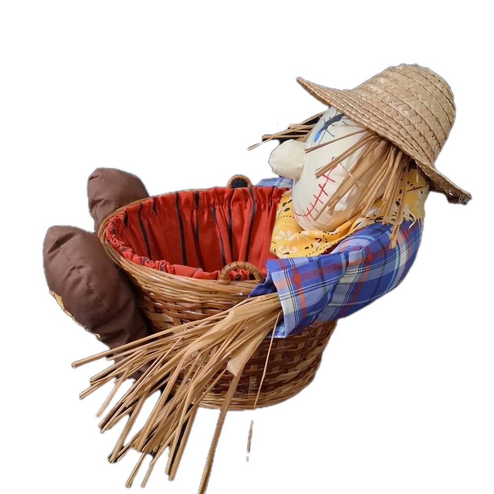Fall Autumn Scarecrow Wicker Basket