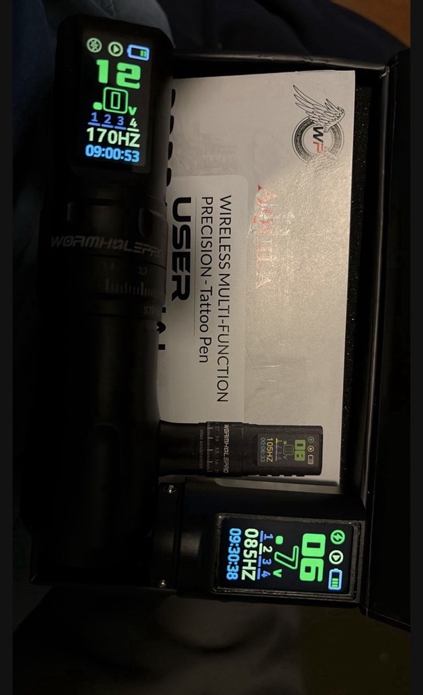 Wormhole Pro Aquila Wireless Multi-Function Tattoo Pen Kit Black Digital Display