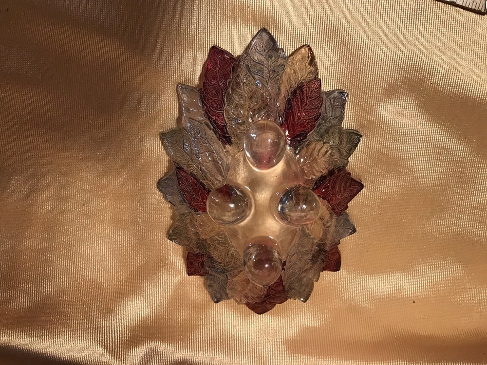 Depression glass multi color leaf dish- Gorgeous!