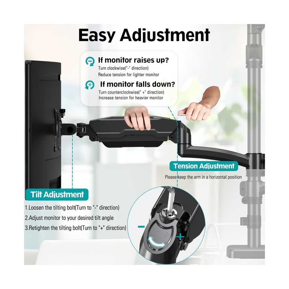 MOUNT PRO Triple Monitor Mount for Max 32" Computer Screen, Adjustable 3 Moni...