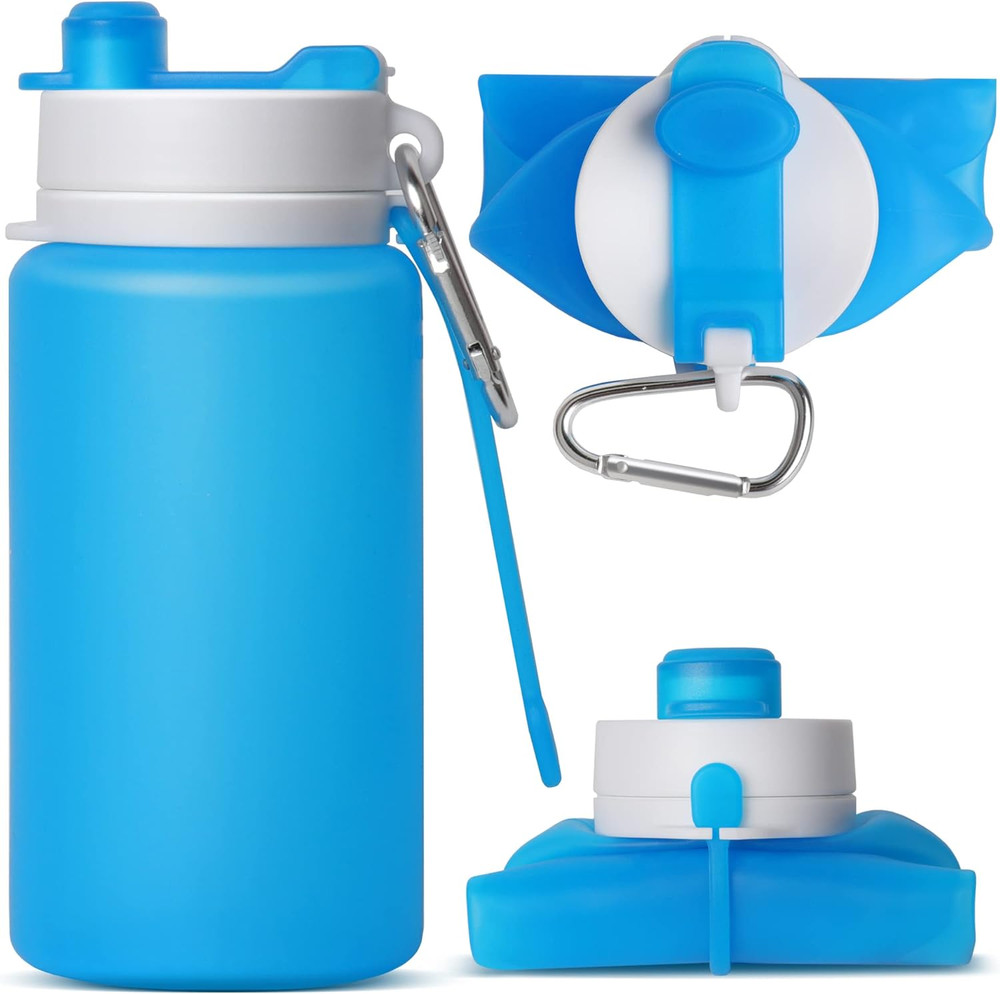 Collapsible Water Bottle, Portable Folding Bottle & Water Bottle with Clip for B