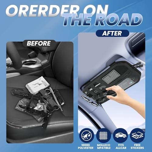 Molle Visor Organizer for Car, 1000D Polyester Tactical Panel Sun Black
