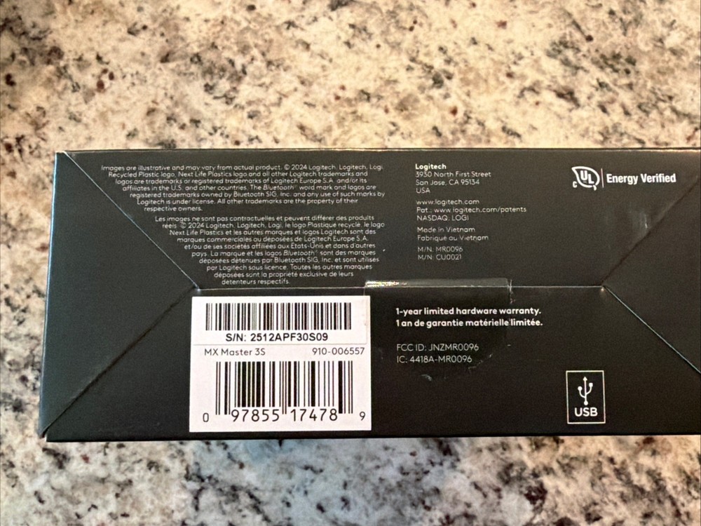 Logitech MX Master 3S Wireless Mouse Ultrafast Scrolling 8K DPI PC/Mac Graphite