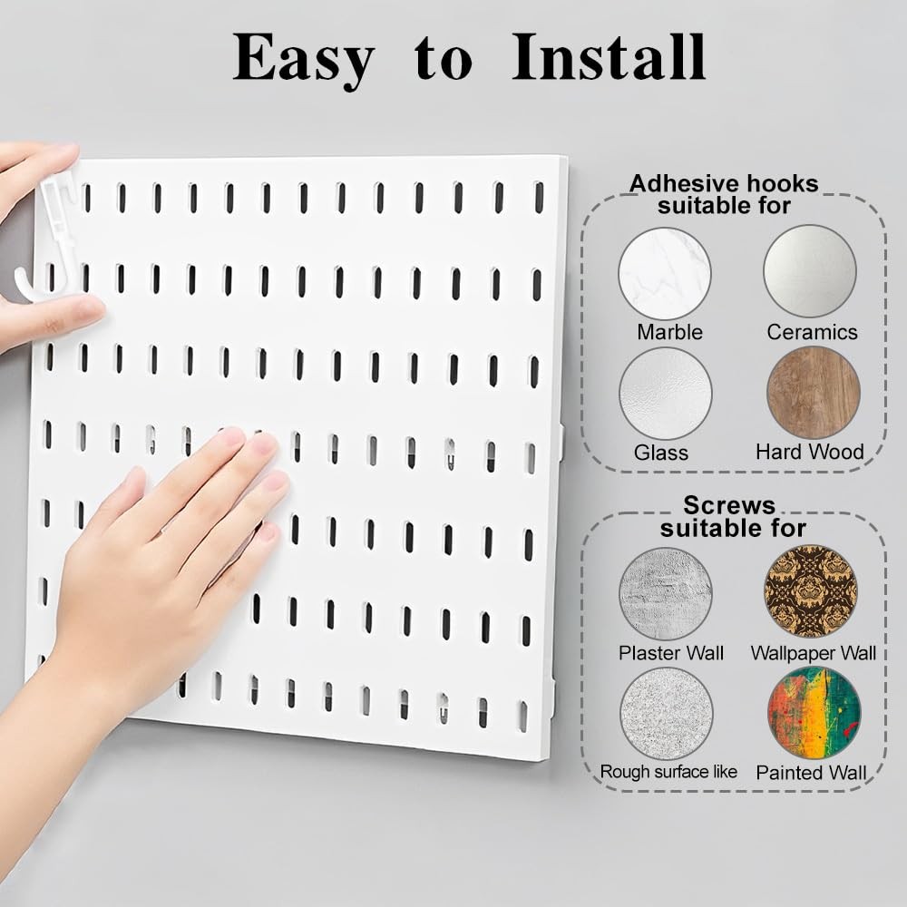 Pegboard Organizer Wall Kit 2 Pieces White Board 11 Accessories Storage Mount