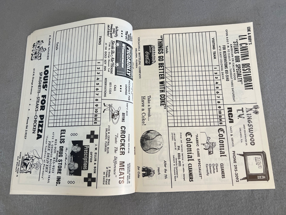 Vintage Baseball Program Book Minnesota vs Orlando Twins Program AAA League '69