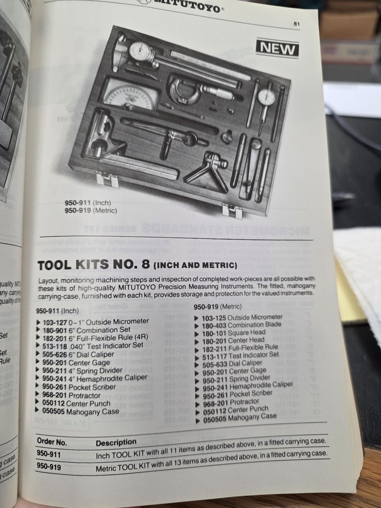 MITUTOYO TOOL SET KIT, Combination Square, Dial Caliper, Indicator, Micrometer..