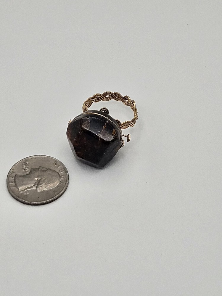 Handcrafted Amber Braided Wire Ring Size 9