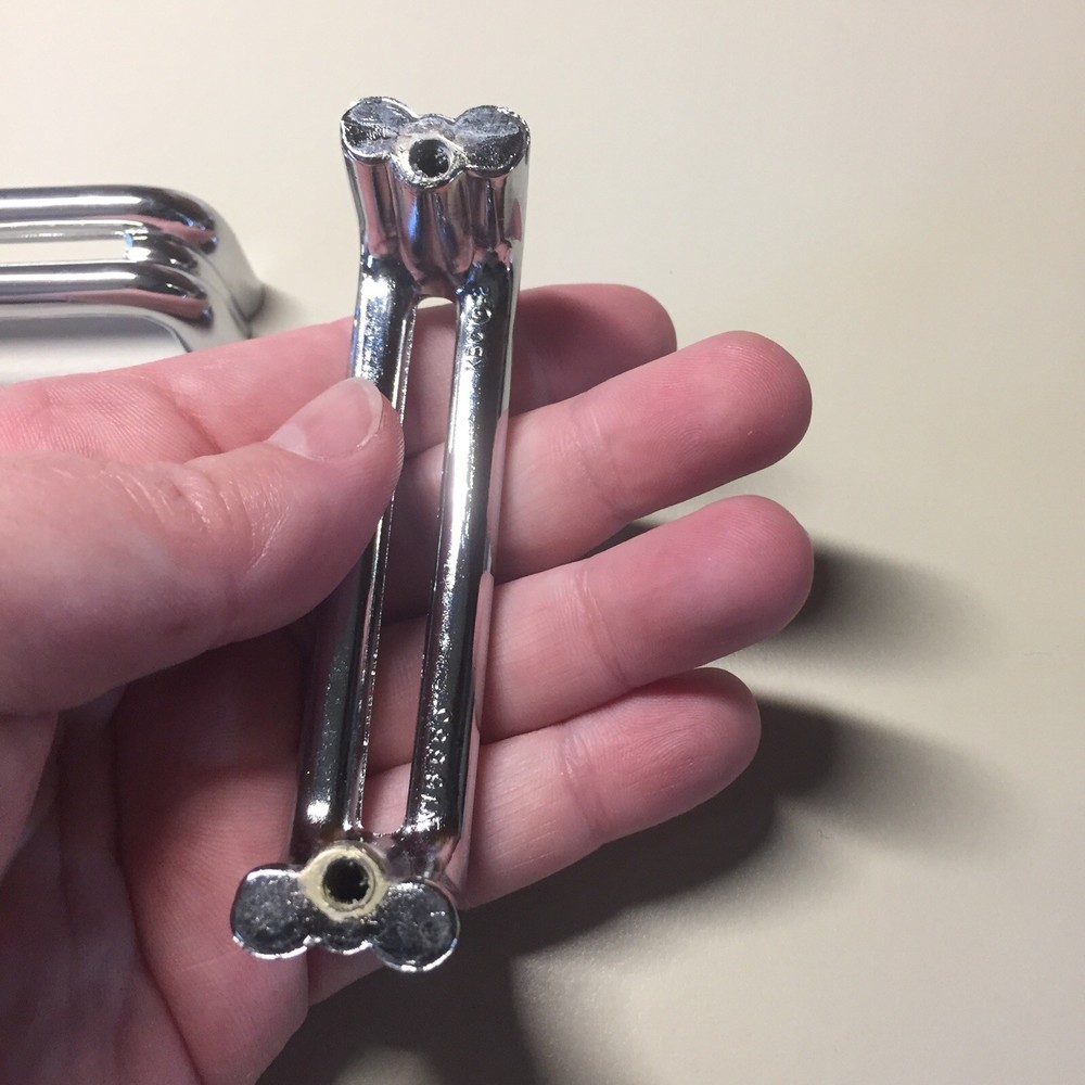 2 Vintage KBC Chrome Split Bar Drawer Pull Mid Century Style Lot B