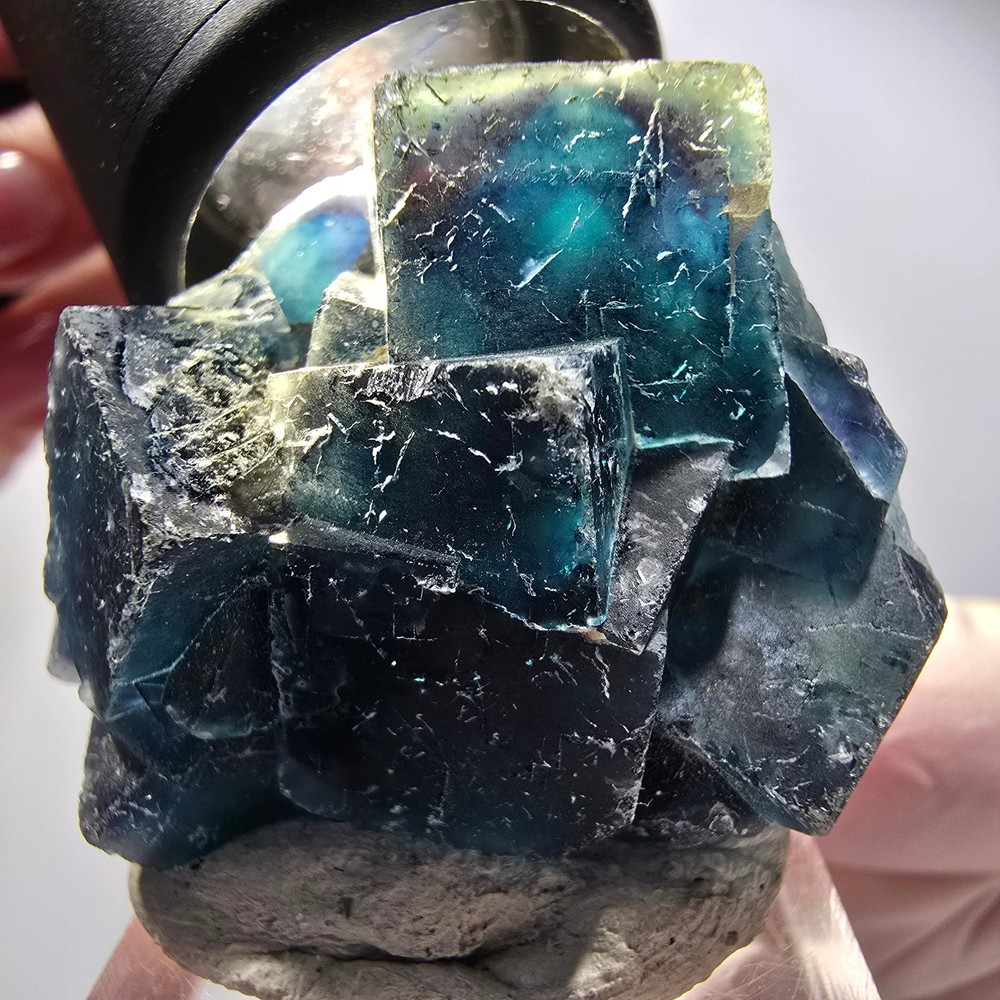 Phantom Fluorite Cube Specimen, Blue Butterfly Pocket, Okorusu, Namibia