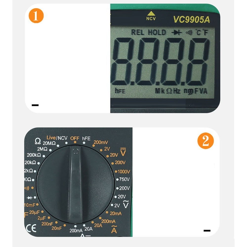 VC9905A LED Display Digital Multimeter for AC Frequency Response 40 400Hz