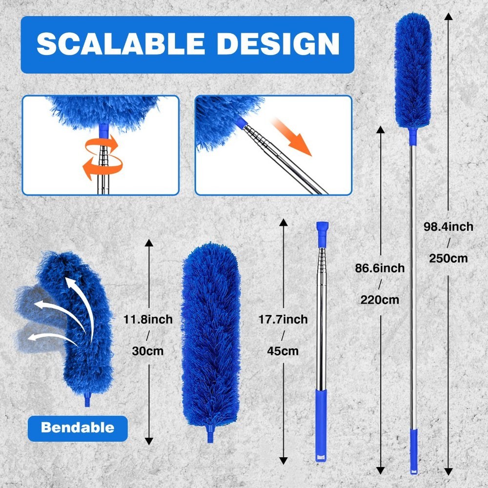 Cobweb Duster with Extension Pole, Web Brush and Washable Ceiling Duster7884